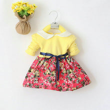 1~5 years kids baby girls princess long sleeve pleat floral bow mini dress party tutu dresses TIML66