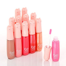12 ColorsWomen's Charm Make Up Lip Gloss Cartoon Cat Lid Liquid Lip Tint Cosmetics TIML66