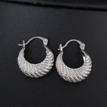 18K Platinum Plated Moon Stripe Hoop Loop Earrings Clasp Jewelry Gift Lady TIML66 TIML66