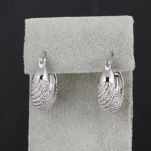 18K Platinum Plated Moon Stripe Hoop Loop Earrings Clasp Jewelry Gift Lady TIML66 TIML66