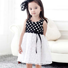 2-7Y Baby Girls Kids Puffed Dress Sleeveless Party Princess Dot Stripe Tutu Dresses TIML66