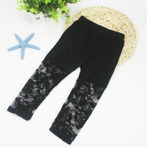 2-7Y Baby Girls Legging Pants Lace Modal Legging Kids Ballet Dance Cropped Capris Pants TIML66