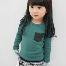 2-7Y Baby Kids Boys Girls Unisex Long Sleeve Clothes Crewneck Children T-shirts Pocket Decor Shirt Clothing PY1 TIML66