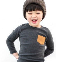 2-7Y Baby Kids Boys Girls Unisex Long Sleeve Clothes Crewneck Children T-shirts Pocket Decor Shirt Clothing PY1 TIML66