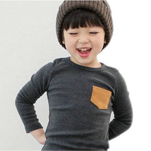 2-7Y Baby Kids Boys Girls Unisex Long Sleeve Clothes Crewneck Children T-shirts Pocket Decor Shirt Clothing PY1 TIML66