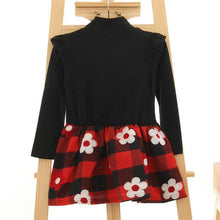 2-7Y Kids Baby Girls Flower Plaids Dress Ruffle Long Sleeve Princess One Piece Party Tutu Dresses PY TIML66