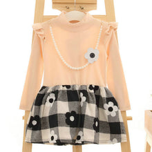 2-7Y Kids Baby Girls Flower Plaids Dress Ruffle Long Sleeve Princess One Piece Party Tutu Dresses PY TIML66