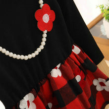 2-7Y Kids Baby Girls Flower Plaids Dress Ruffle Long Sleeve Princess One Piece Party Tutu Dresses PY TIML66