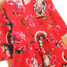 2-8Y New Kids Children Girls Floral Owl Print Princess Dress One Piece Party Dresses  TIML66