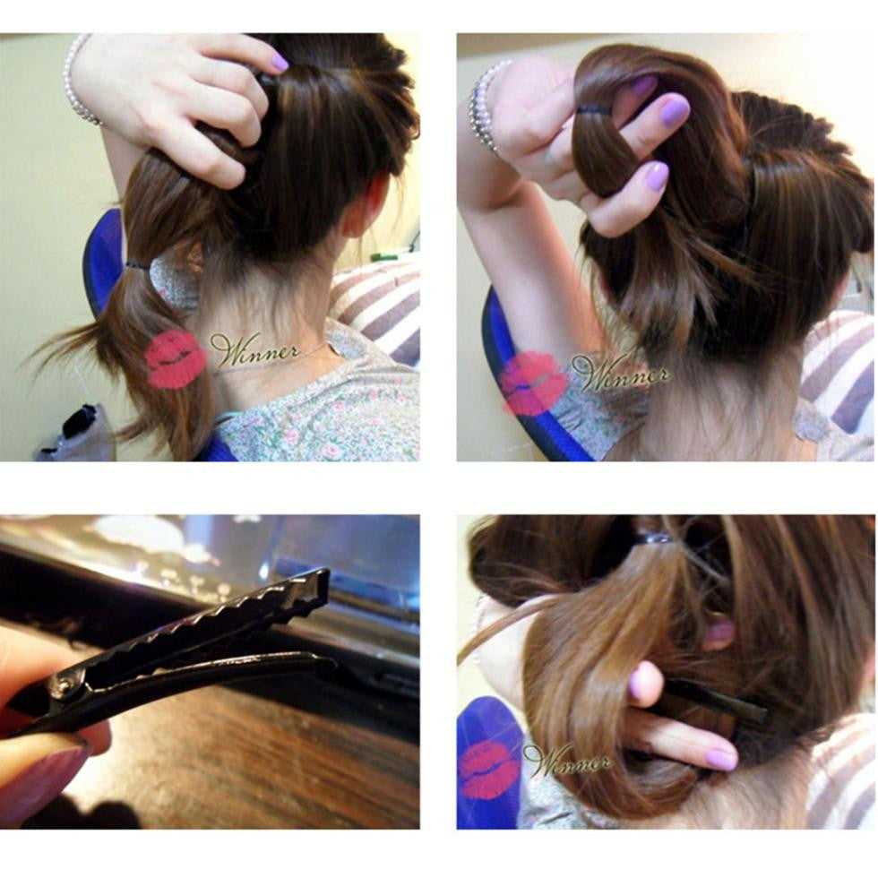 2* Plastic Topsy Tail Hair Styling Braider Ponytail Styling Bun Maker Clip Tool Black Curler  TIML66