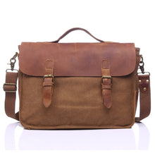 Men Canvas Crossbody Bag Leather Splice Shoulder Bag Multi-Pocket Cover Zipper Sacoche Homme Casual Messenger Bag TIML66 TIML66