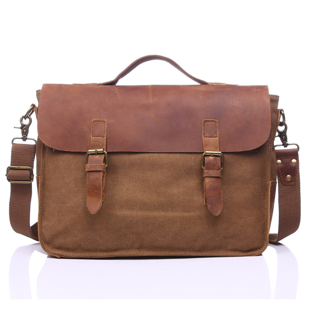 Men Canvas Crossbody Bag Leather Splice Shoulder Bag Multi-Pocket Cover Zipper Sacoche Homme Casual Messenger Bag TIML66 TIML66