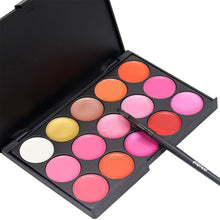 15 Colors Lip Gloss Lipstick Palette Cosmetic Makeup Kit Set With Lip Brush Includes Matte Shimmer Lip Colors Lipstick TIML66