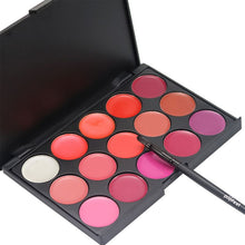 15 Colors Lip Gloss Lipstick Palette Cosmetic Makeup Kit Set With Lip Brush Includes Matte Shimmer Lip Colors Lipstick TIML66