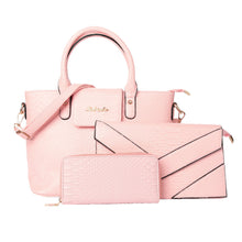 women 3pcs purses and handbag set pu leather snakeskin  tote clutch bag retro ladies bolsas TIML66