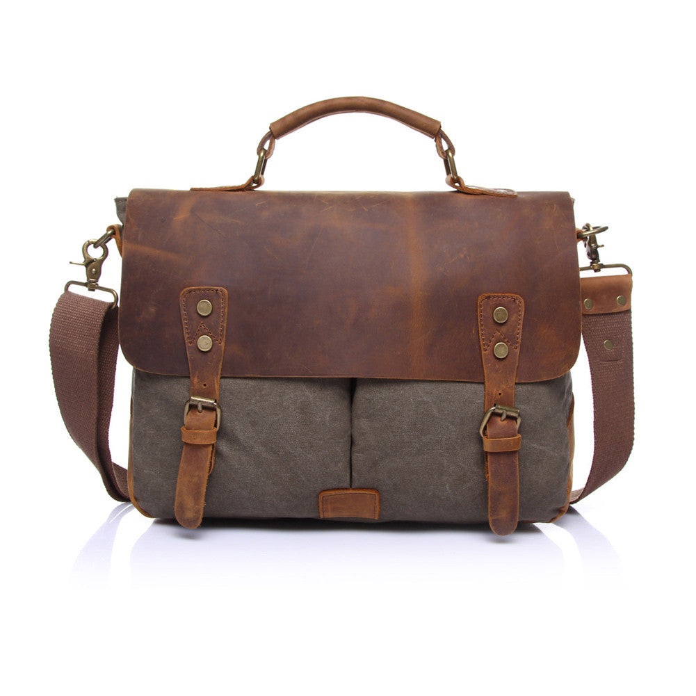 Men Retro Canvas Crossbody Bag Leather Cover Buckle Zipper Designer Handbags Casual Messenger Bag School Travel Bag TIML66 TIML66