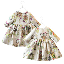 2 years infant baby girls dress half sleeve owl pattern high waist dresses TIML66