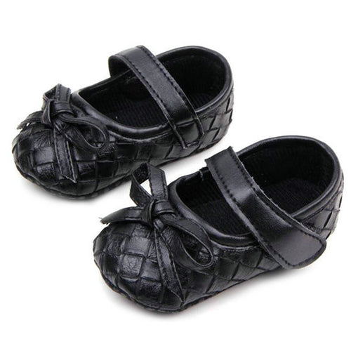 0-12Months PU Leather Bowknot Lattice Baby Girls Shoes Soft Sole Anti Slip Toddler First Walker Shoes TIML66