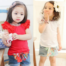 0 2y kids baby girls clothing floral collar t-shirtss cute short sleeve tops blouses shirts TIML66
