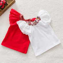 0 2y kids baby girls clothing floral collar t-shirtss cute short sleeve tops blouses shirts TIML66