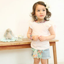 0 2y kids baby girls clothing floral collar t-shirtss cute short sleeve tops blouses shirts TIML66