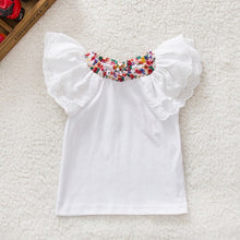 0 2y kids baby girls clothing floral collar t-shirtss cute short sleeve tops blouses shirts TIML66