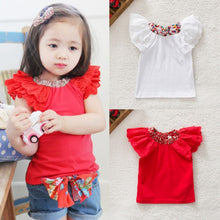 0 2y kids baby girls clothing floral collar t-shirtss cute short sleeve tops blouses shirts TIML66
