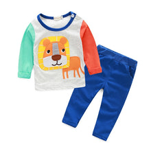 0 4 years baby boy girls 2 pieces sets long sleeve t-shirts and pants animal print clothes TIML66