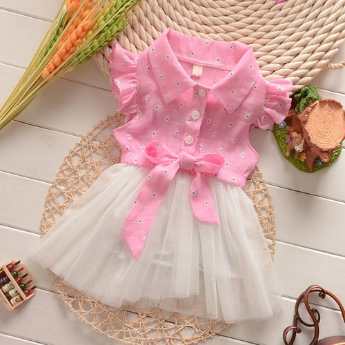 0-4Y Flower Baby Kids Girls Princess Tulle Dress Bowknot Party Shirt Tutu Dresses  TIML66