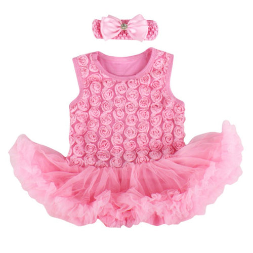 0-9M Baby Girls Clothes Headband+Romper Outfits Tutus Rose Dress TIML66