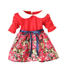 1~5 years kids baby girls princess long sleeve pleat floral bow mini dress party tutu dresses TIML66