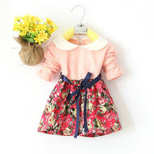 1-5Y Kids Baby Girls Princess Long Sleeve Pleat Floral Bow Mini Dress Party Tutu Dresses TIML66