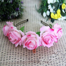 rose floral flower garland crown headband hair band bridal festival clip holiday TIML66