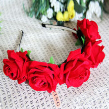 Rose Floral Flower Garland Crown Headband Hair Band Bridal Festival Clip HolidayJFY66