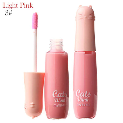 12 ColorsWomen's Charm Make Up Lip Gloss Cartoon Cat Lid Liquid Lip Tint Cosmetics TIML66