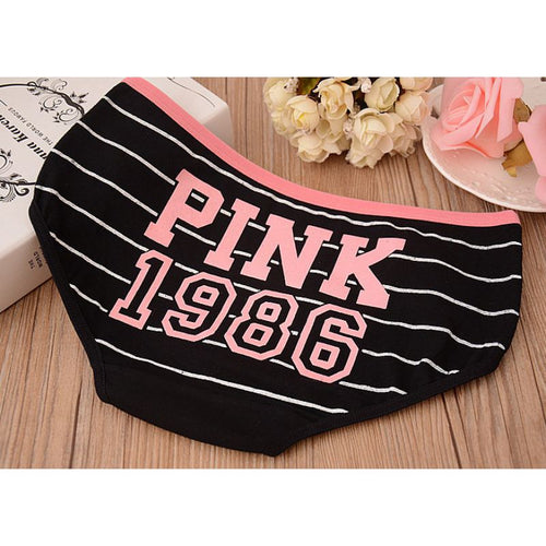 12 Style Sexy Underwear Panties Cotton Stripe Mid Rise Panties Cute Letter Pink Print Girl Casual Underwear PY3 TIML66
