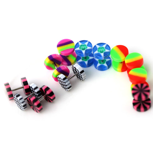 12Pcs Acrylic Cheater Fake Ear Plug Tunnel Stretcher Expander Expansion Body Jewelry Pierceing  TIML66 TIML66