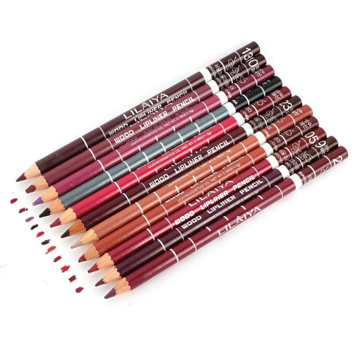 12pcs multi color party queen lip liner pencil functional eyebrow eye lip makeup waterproof colorful cosmetic pen TIML66