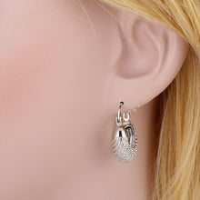 1pair 18k platinum plated moon stripe hoop loop earrings clasp jewelry gift for women lady TIML66