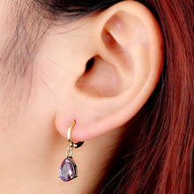 Clear Crystal Zircon Gold Color Plated Heart Shape Water Drop Pendant Dangle Earrings Jewelry Gift Lady TIML66 TIML66