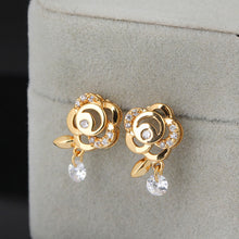 1paircrystal zircon earring 18k gold plated flower earring women earings stud earring jewelry TIML66