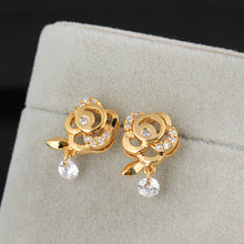 1paircrystal zircon earring 18k gold plated flower earring women earings stud earring jewelry TIML66