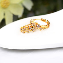 1pair trendy 18k gold plated hoop earrings women gift jewelry crystal rhinestone hollow wave ear stud for girl lady TIML66