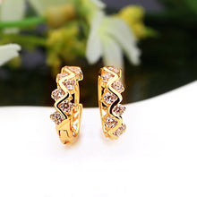 1pair trendy 18k gold plated hoop earrings women gift jewelry crystal rhinestone hollow wave ear stud for girl lady TIML66