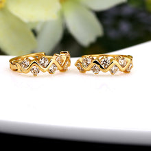 1pair trendy 18k gold plated hoop earrings women gift jewelry crystal rhinestone hollow wave ear stud for girl lady TIML66