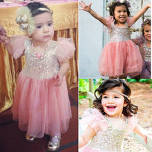 2-10Y Kids Toddler Baby Girls Sequins One Piece Dress Pleated Princess Dresses  TIML66