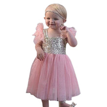2-10Y Kids Toddler Baby Girls Sequins One Piece Dress Pleated Princess Dresses  TIML66