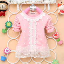 2-4Years Baby Kids Girls Polka Dots Children Outerwear Shirt Long Sleeve Lace Pearl Cardigan Dress Coat Clothing TIML66