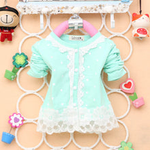 2-4Years Baby Kids Girls Polka Dots Children Outerwear Shirt Long Sleeve Lace Pearl Cardigan Dress Coat Clothing TIML66