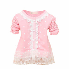 2-4Years Baby Kids Girls Polka Dots Children Outerwear Shirt Long Sleeve Lace Pearl Cardigan Dress Coat Clothing TIML66